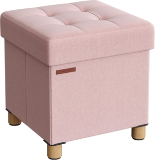Songmics Sitzhocker mit Stauraum, kleine klappbare Sitzbank, 38x38 cm Fußbank, Aufbewahrungsbox, bis 300 kg belastbar, für Wohnzimmer Schlafzimmer Schlafsaal, Rosa