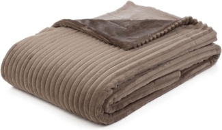 Gözze Wohndecke, kuschelweich, 1620g/Stück, Cord Optik, Polyester, Taupe, 150x200 cm