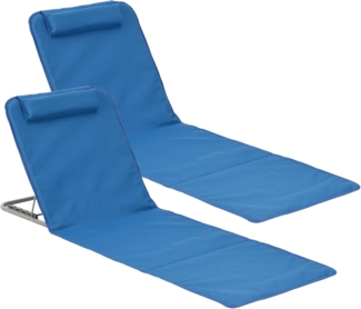 en. casa 'Donostia' Strandmatte, 2er Set, Stahl/Polyester Blau, 143x48 cm