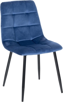 CLP Esszimmerstuhl Antibes Samt gesteppt | 150 kg Tragkraft | Ohne Armlehne,blau