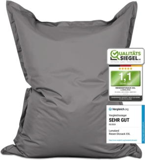 Lumaland 'Luxury' XXL-Sitzsack, Indoor & Outdoor, Grau, Polyester, 380 l