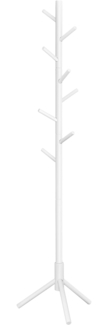 Vasagle Garderobenständer, freistehend, aus Massivholz, in Baumform, mit 8 Haken, Kautschukholz, Weiß, 47 x 47 x 175 cm
