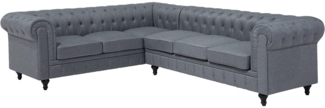 Ecksofa Polsterbezug hellgrau rechtsseitig CHESTERFIELD