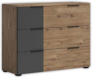 Kommode Leandra / Linea , Holzwerkstoff , Schwarz, Holzfarben , 120 x 89 x 40 cm