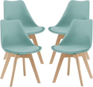 4er-Set Esszimmerstuhl Fläten 81x49 cm Mint en. casa