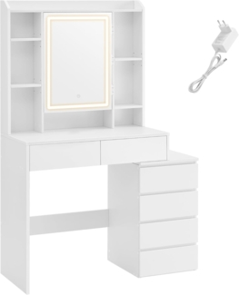 Songmics 'Vasagle' Schminktisch mit Spiegel und LED-Beleuchtung, einstellbare Helligkeit, Holz wolkenweiß, 97,5 cm