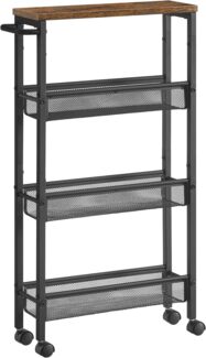 Songmics 'Vasagle' Rollwagen 4 Ebenen, Stahlgestell vintagebraun-schwarz, 13 x 45,4 x 77 cm