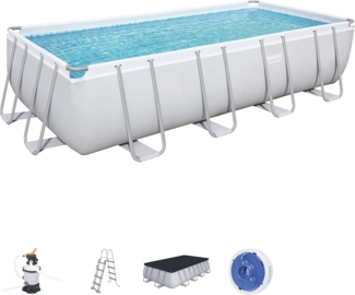 Power Steel™ Frame Pool, Lichtgrau, 488 x 244 x 122 cm