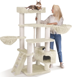 Happypet Kratzbaum JACOB, 156 cm XXL, 12 cm Dicke Stämme, 46 kg Schwerlast, Premium Qualität