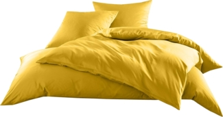 Bettwaesche-mit-Stil Mako-Satin / Baumwollsatin Bettwäsche uni / einfarbig gelb Kissenbezug 40x80 cm
