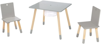 Roba 3-tlg. Kindersitzgruppe mit Aufbewahrungsnetz, MDF grau lackiert