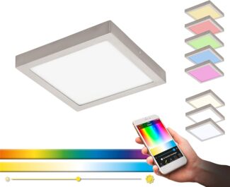 Eglo 96681 Smart Light FUEVA-C 30x30 cm dimmbar in nickel matt 2700-6500K mit Connect Funktion