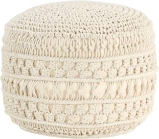 vidaXL Makramee Sitzpuff Handgefertigt Rustikal Sitzpouf Hocker Sitzhocker Pouf Puff Ottomane Fußhocker Fußschemel Rund 45x30 cm Baumwolle