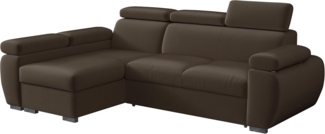 Mirjan24 'Boston Mini' Ecksofa mit Bettkasten und Schlaffunktion, Plüschstoff, Braun, Links