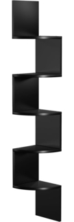 Vasagle Eckregal mit 5 Ebenen, Spanplatte schwarz, 20 x 20 x 127,5 cm