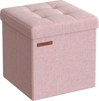 Songmics Sitzhocker mit Stauraum, faltbarer Hocker, Leinenimitat / MDF pastellrosa, 30 x 30 x 30 cm
