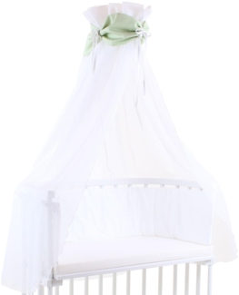 Babybay Betthimmel weiß mit grüner Schleife, für alle Babybay Modelle