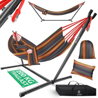 KESSER® Hängematte LAKE mit Gestell, für 2 Personen, 200kg Belastbarkeit, Bunt