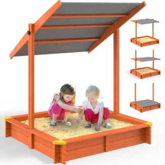 Spielwerk Sandkasten mit Dach, Holz braun / anthrazit, 120 x 120 x 120 cm