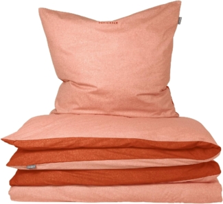 Schiesser 'Doubleface' Wendebettwäsche, Baumwolle, 2-teilig, Apricot / Kupfer, 155x220 cm, Renforcé