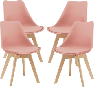 4er-Set Esszimmerstuhl Fläten 81x49 cm Rosé en. casa
