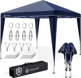 CASARIA® 'Capri' Pop-Up Faltpavillon inklusive Tasche, wasserdicht, UV-Schutz 50+, Stahl / Polyester, Dunkelblau, 3x3 m