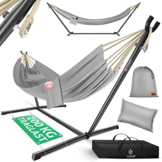 KESSER® Hängematte LAKE mit Gestell, für 2 Personen, 200kg Belastbarkeit, Grau