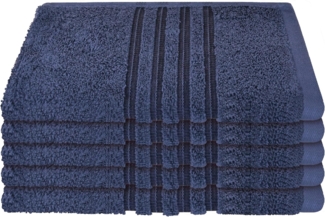 Schiesser Frottier Gästetuch Milano im 5er Set | 100% Baumwolle aus nachhaltiger Produktion | weich, saugstark, farbecht | 30x50cm | Dunkelblau