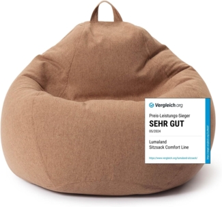 Lumaland Comfort Line Sitzsack Indoor, EPS Perlen Füllung, M, Braun, 50 x 70 x 80 cm, 120 l