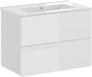 Vicco Badmöbel-Set Izan Weiß Hochglanz modern Waschtischunterschrank Waschbecken