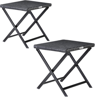 Casaria 'Rom' Klapphocker (2 St), Polyrattan / Stahl schwarz, 40 x 44 x 44 cm