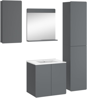 Vicco Badmöbel-Set Izan Grau modern Waschtischunterschrank Waschbecken Badspiegel Hängeschrank Hochschrank