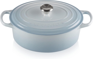 Le Creuset Bräter 'Signature' , Gusseisen , Oval, für alle Herdarten und Induktion geeignet, Coastal Blue, 29,0 cm