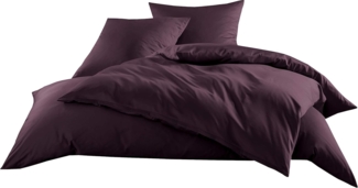 Bettwaesche-mit-Stil Mako-Satin / Baumwollsatin Bettwäsche uni / einfarbig brombeer Kissenbezug 40x80 cm