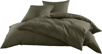 Mako-Satin / Baumwollsatin Bettwäsche uni / einfarbig dark olive Kissenbezug 50x70 cm