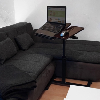 Relaxdays Laptoptisch mit Rollen, höhenverstellbar & drehbar, MDF / Stahl, 95 x 60 x 40,5 cm, Schwarz