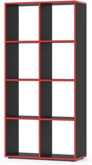 Vicco Raumteiler Standregal Bücherregal 8 Fächer Scutum Schwarz/Rot Hochregal