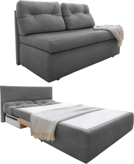 SCHLAFSOFA mit Bettkasten 136/85/86 cm, Liegefläche 130/193 cm, Mikrofaser Grau