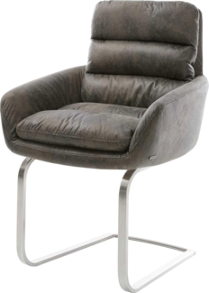 Freischwinger Abelia-Flex mit Armlehnen Mikrofaser Grau Antik Freischwinger flach Edelstahl