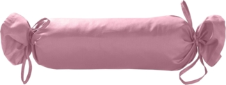Mako Satin / Baumwollsatin Nackenrollen Bezug uni / einfarbig rosa 15x40 cm mit Bändern
