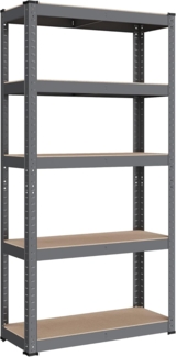 Songmics Schwerlastregal mit 5 Ablagen, Stahl / MDF, Grau, 150 x 30 x 75 cm