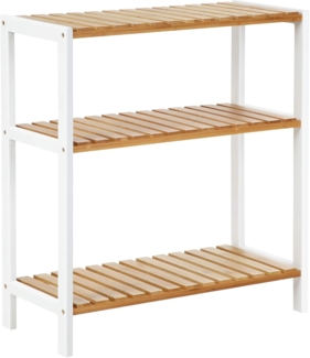 SONGMICS Badezimmerregal, Bambus natur / weiß, 60 x 26 x 66 cm