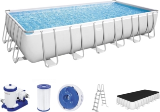 Power Steel™ Frame Pool, Lichtgrau, 732 x 366 x 132 cm