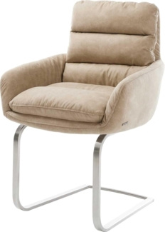 Freischwinger Abelia-Flex mit Armlehnen Mikrofaser Beige Vintage Freischwinger flach Edelstahl