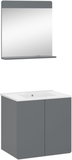 Vicco Badmöbel-Set Izan Grau modern Waschtischunterschrank Waschbecken Badspiegel