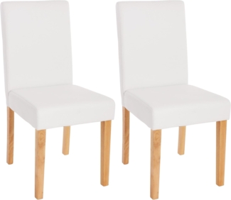 2er-Set Esszimmerstuhl Stuhl Küchenstuhl Littau ~ Kunstleder, weiß matt, helle Beine
