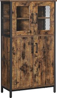 Vasagle Badezimmerschrank, Sideboard, Aufbewahrungsschrank, verstellbare Ablage, Stahlgestell, für Wohnzimmer, Küche, Industriestil, vintagebraun-schwarz