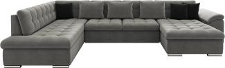 Mirjan24 Ecksofa 'Niko' mit Bettkasten und Schlaffunktion, Grau / Schwarz, 147 x 85 x 23 cm, Rechts