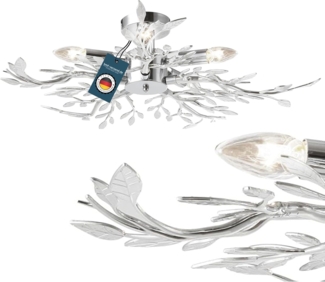 Deckenleuchte Wohnzimmer Esszimmer Deckenlampe 5 Flammig Äste Blätter chrom