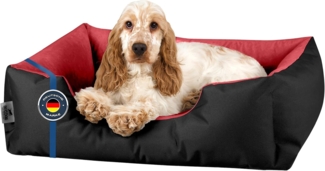 BedDog 'LUPI' Hundebett, waschbar, mit Rand, Cordura / Microfaser-Velours, OBSYDIAN (schwarz/rot), L 55 x B 40 x H 17 cm